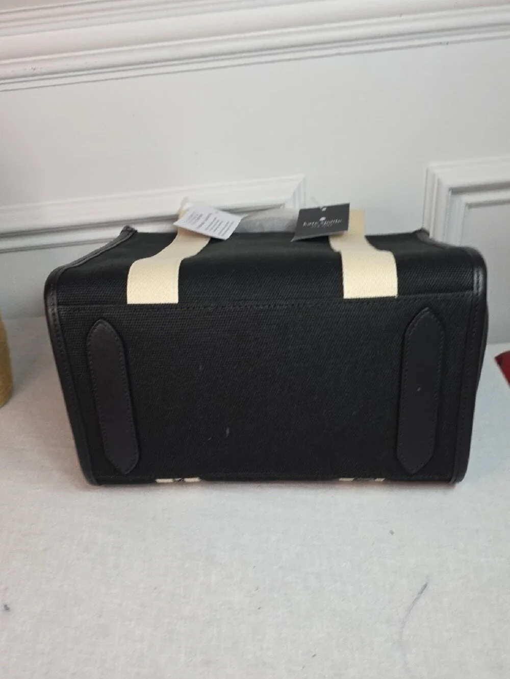 kate spade KG767 Canvas Kip Tote with Cream Logo Straps